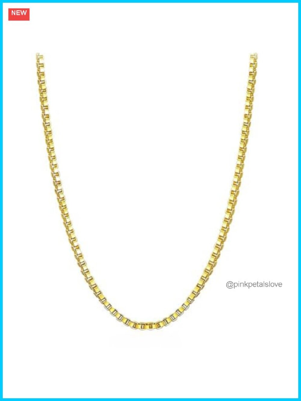 14K Solid Yellow Gold Box Chain Necklace Thin Dainty Chain